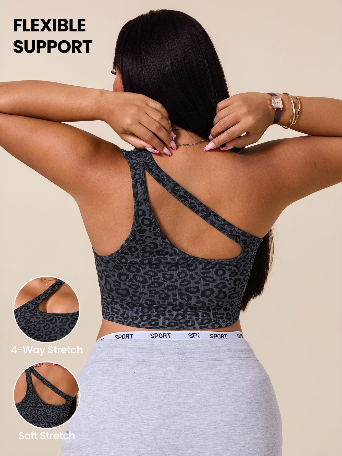 Tank Top Ribbed - Women Plus Size Asymmetrical Sports Bra