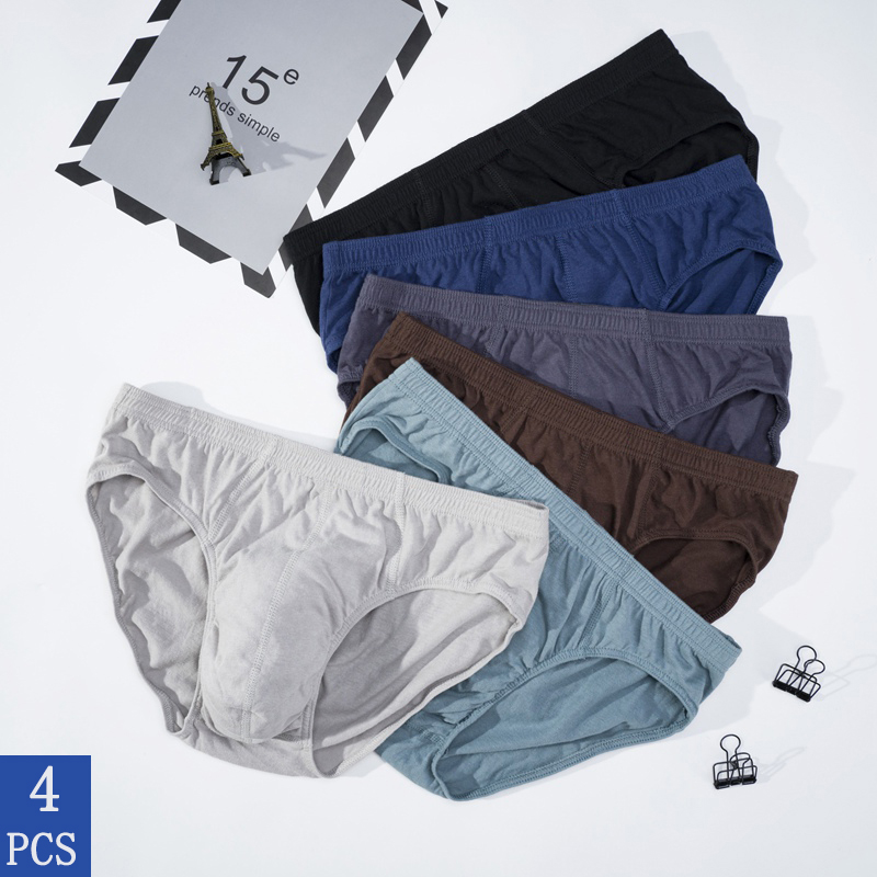 Multi Pack Underwear - 4 Pcs/Lot Men's 100% Cotton Breathable