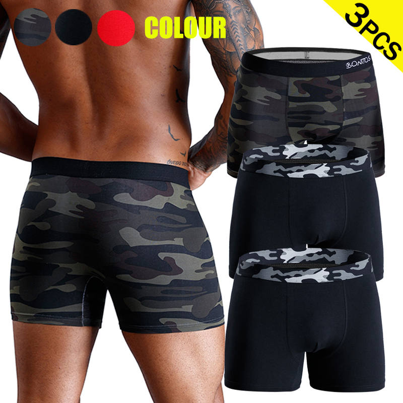 Boxer Shorts Modal - 3pcs Camouflage Men's Underpants Sexy Underwear