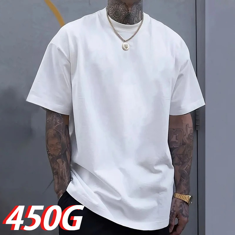Black 450g Heavyweight Cotton  - Undershirt Crew Neck recension och pris