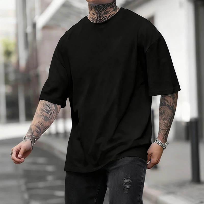 Black 450g Heavyweight Cotton  - Undershirt Crew Neck recension och pris